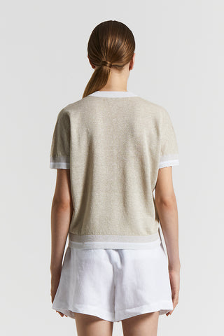 Linen cotton Lurex jersey