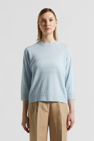 Linen cotton crepe melange and Lurex sweater