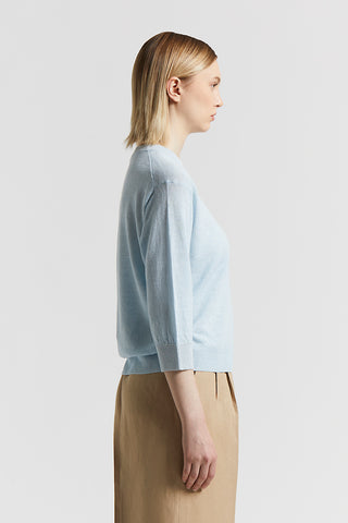 Linen cotton crepe melange and Lurex sweater