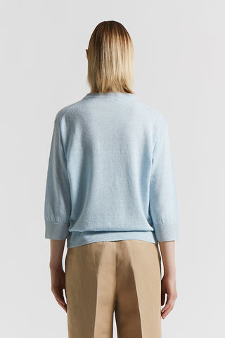 Linen cotton crepe melange and Lurex sweater