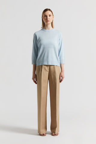 Linen cotton crepe melange and Lurex sweater