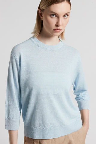 Linen cotton crepe melange and Lurex sweater