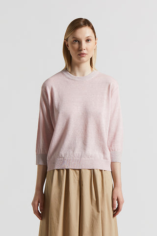 Linen cotton crepe melange and Lurex sweater