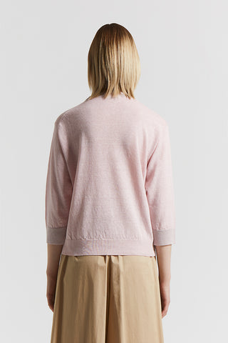 Linen cotton crepe melange and Lurex sweater