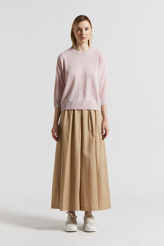 Linen cotton crepe melange and Lurex sweater