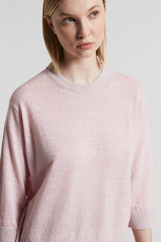 Linen cotton crepe melange and Lurex sweater