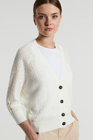 Linen cotton crepe melange cardigan