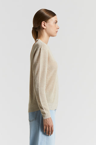 Linen cotton crepe melange sweater