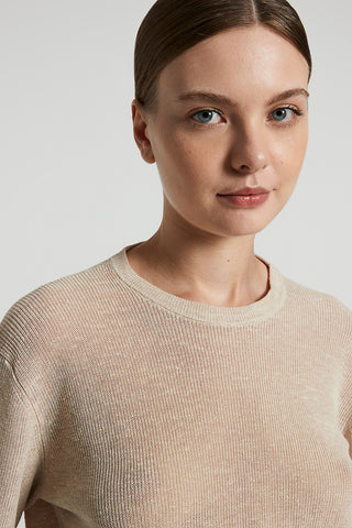 Linen cotton crepe melange sweater