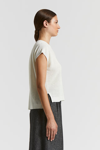 Linen cotton crepe melange sweater