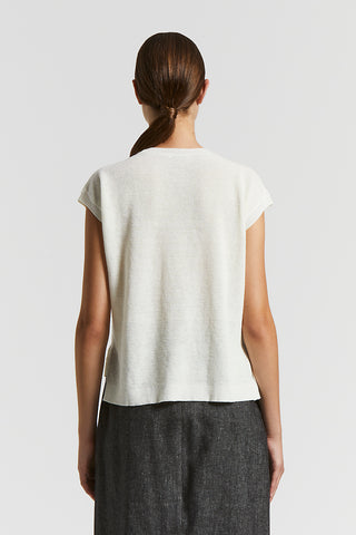 Linen cotton crepe melange sweater