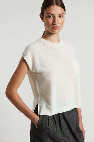 Linen cotton crepe melange sweater