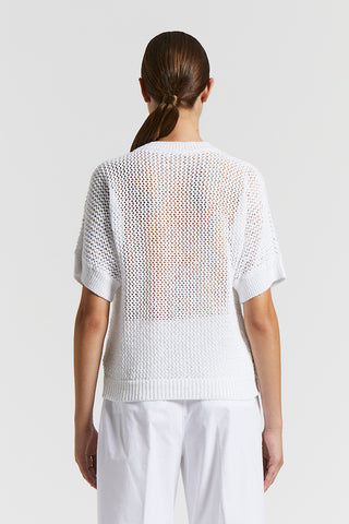 Cotton blend mouliné sweater with sequins