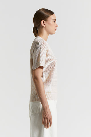 Tricot sweater in wet-effect viscose webbing