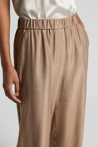 Shiny viscose-linen gabardine trousers