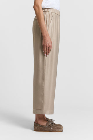 Glossy viscose linen gabardine trousers