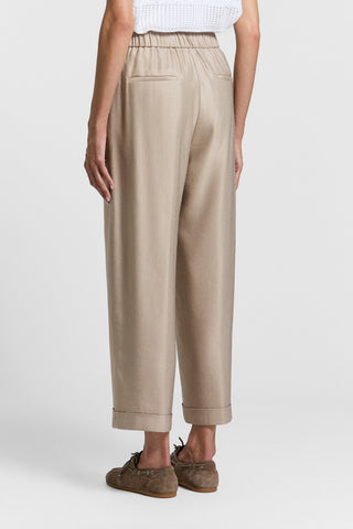 Glossy viscose linen gabardine trousers