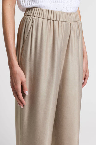 Glossy viscose linen gabardine trousers
