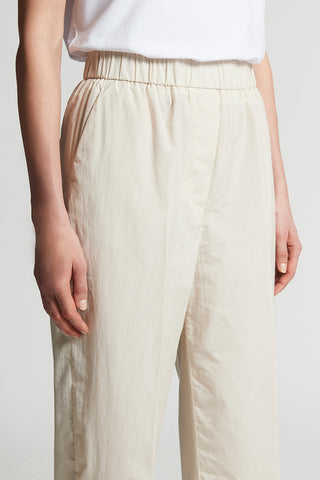 Cotton-blend poplin trousers with elastic waist