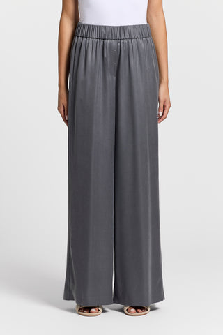 Viscose-cupro diagonal-weave trousers