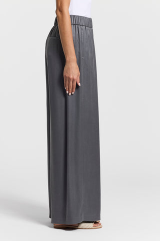 Viscose-cupro diagonal-weave trousers