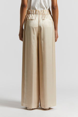 Viscose satin trousers with elastic waist