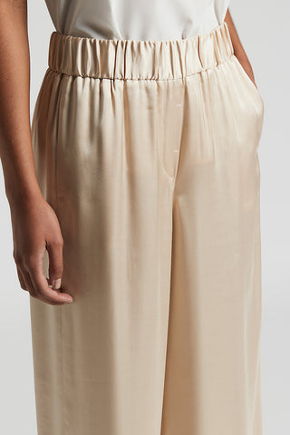 Viscose satin trousers with elastic waist