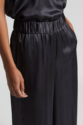 Viscose satin trousers with elastic waist