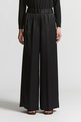 Viscose satin trousers with elastic band