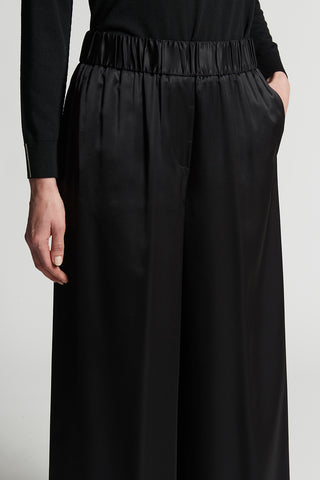 Viscose satin trousers with elastic band