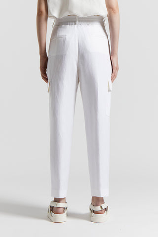 Herringbone viscose and linen trousers