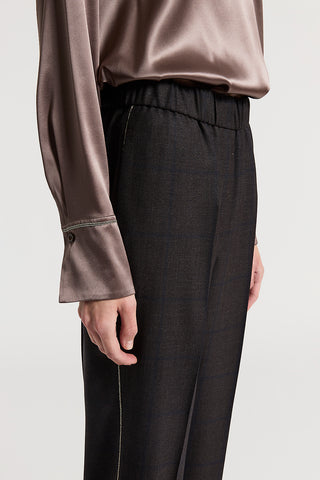 Lurex wool trousers with elastic