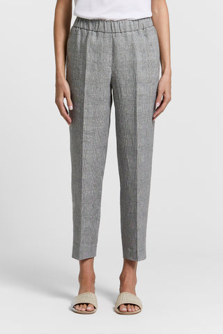 Pure linen glen plaid trousers