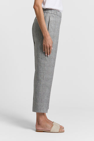 Pure linen glen plaid trousers