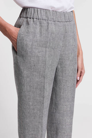 Pure linen glen plaid trousers