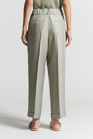 Shiny viscose and linen gabardine trousers