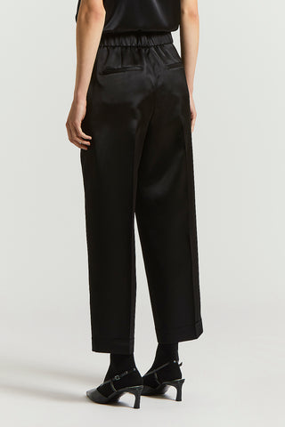 Viscose/wool satin trousers