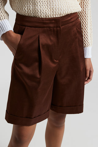 Viscose cotton satin twill bermuda shorts