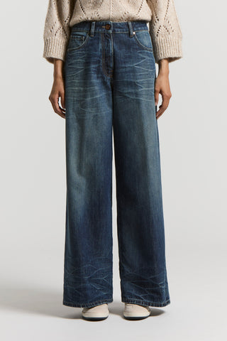 Wide-leg denim jeans