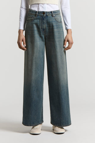 Extra-wide washed denim jeans