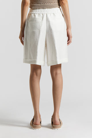 Bermuda shorts in technical linen gabardine