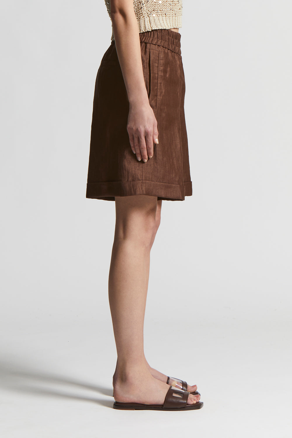 Bermuda shorts in technical linen gabardine | Peserico