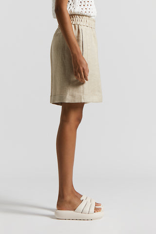 Herringbone viscose linen silk bermuda shorts