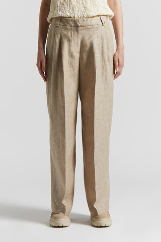 Linen canvas delavè effect trousers