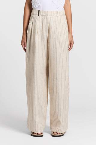 Two-tone pinstripe trousers