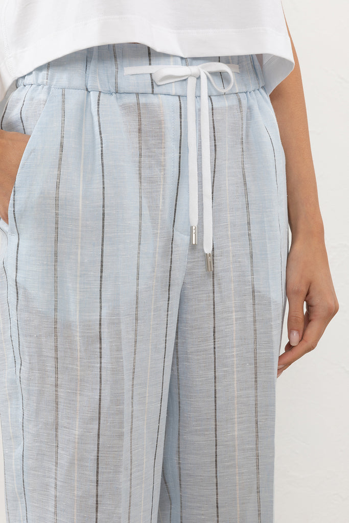 Light multi-stripe pure linen trousers  