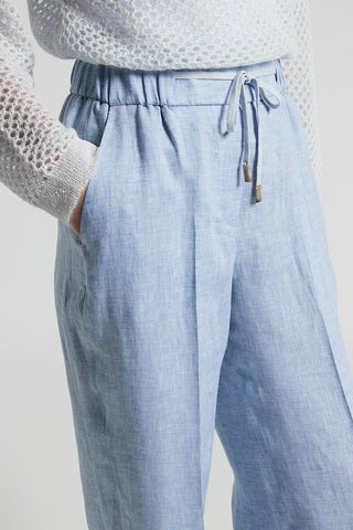 Trousers in light and cool pure linen canvas