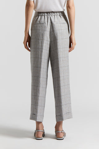 Pure linen Prince of Wales trousers