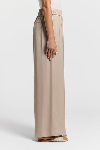 Fluid viscose satin wide-leg trousers