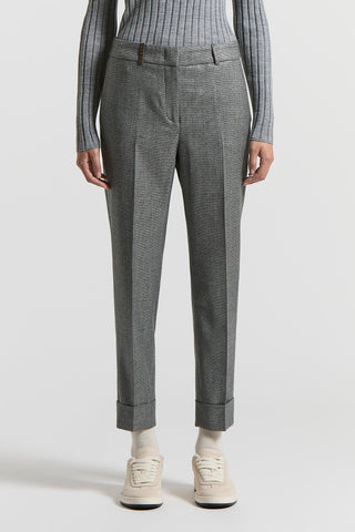 Micro-houndstooth lurex wool trousers